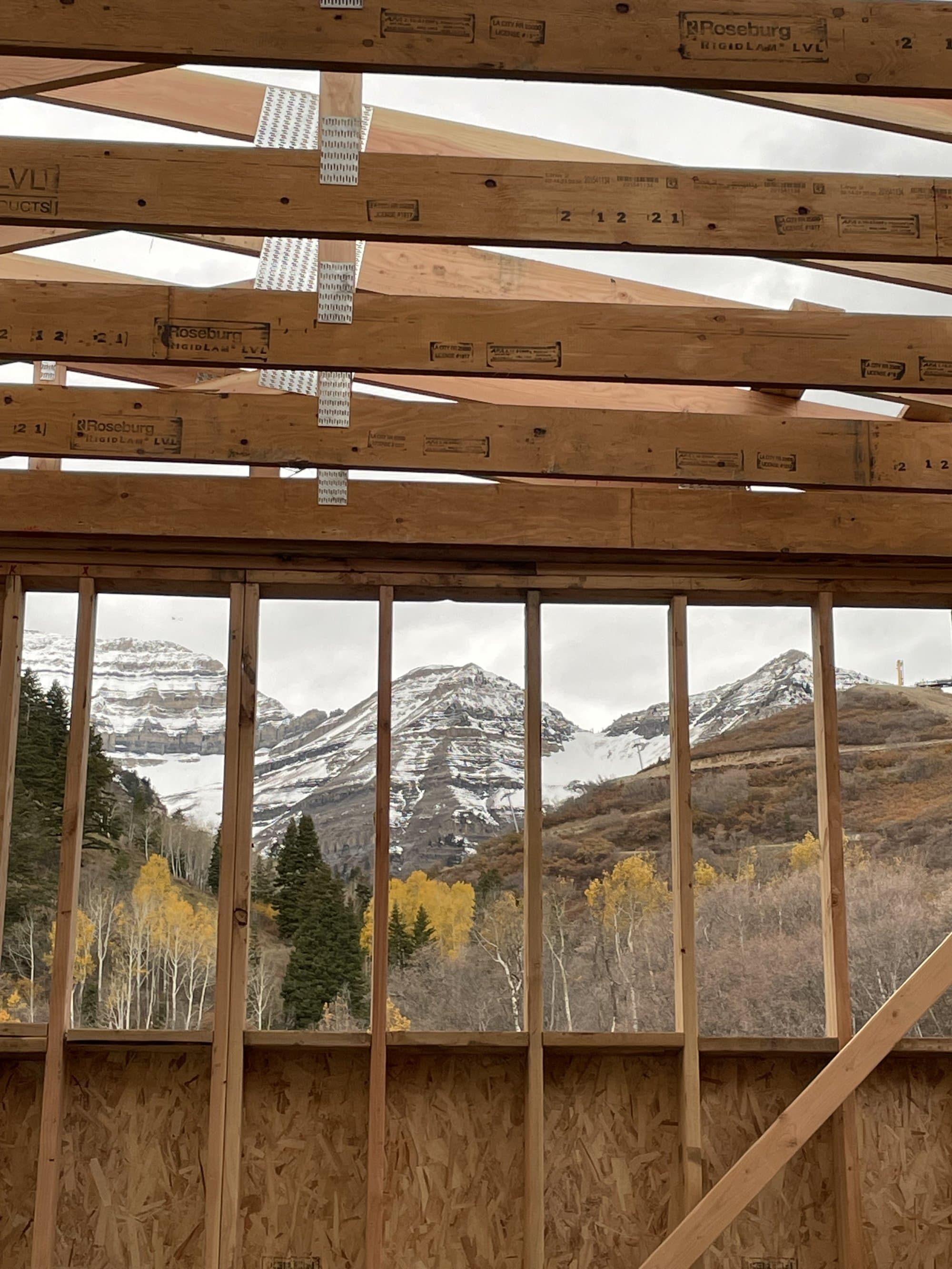 Custom home framing project with Utah mountain views — Elevation 100 custom home builder